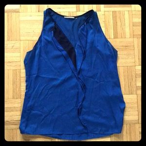 Tahari Silk Sleeveless Royal Blue Top - Size Large